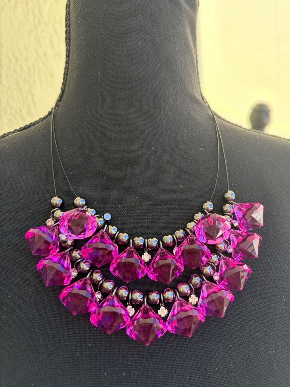 Joan Rivers classics, collections Fuchsia Crystal Multi-Row Statement Necklace